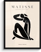 Fotolijst inclusief poster - Posterlijst 60x80 cm - Posters - Vrouw - Matisse - Kunst - Modern - Foto in lijst decoratie - Wanddecoratie woonkamer - Muurdecoratie slaapkamer