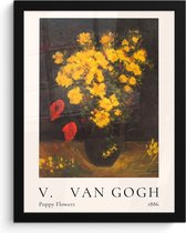 Fotolijst inclusief poster - Posterlijst 30x40 cm - Posters - Vincent van Gogh - Poppy Flowers - Kunst - Oude meesters - Foto in lijst decoratie - Wanddecoratie woonkamer - Muurdecoratie slaapkamer