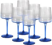 OZAIA Set van 6 blauwe wijnglazen op voet 27 cl - D. 9.5 x H. 13 cm - CORALY L 9.5 cm x H 13 cm x D 9.5 cm