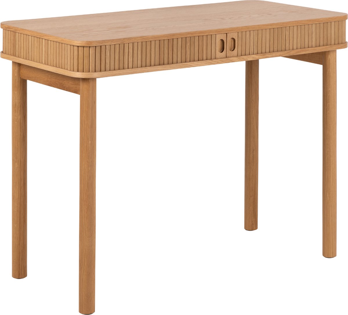 Eikfineer Bureau Langley - Compact Met Opbergruimte - 100x50x75 Cm - Actona - Bureautafels - Bruin - Fineer; Hout; MDF