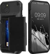 kwmobile Telefoonhoesje met pasjeshouder geschikt voor Apple iPhone 14 hoesje - Hard case met TPU rand in zwart