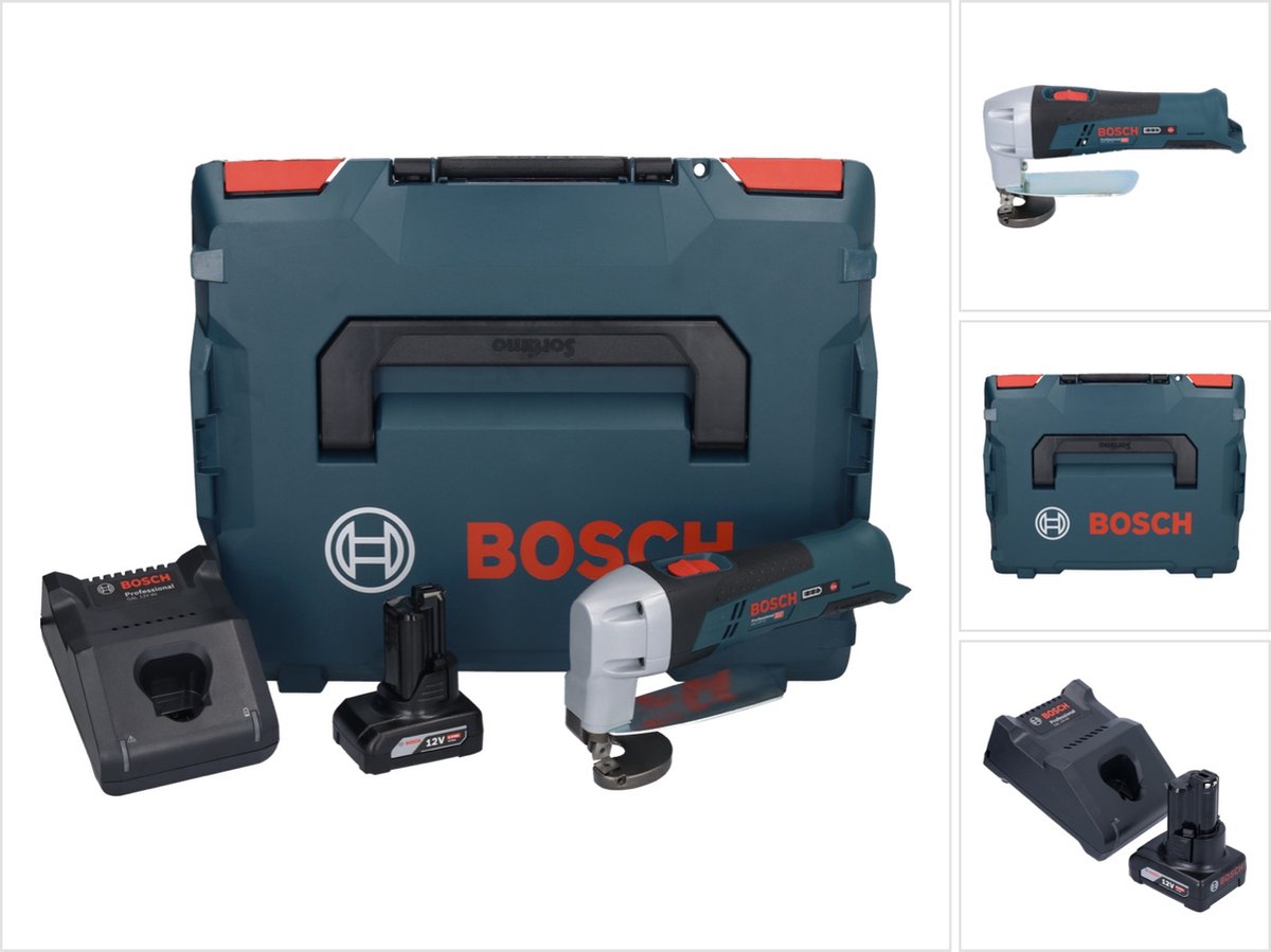 Bosch GSC 12V-13 Professional accu-plaatschaar 12 V + 1x accu 6,0 Ah + oplader + L-Boxx