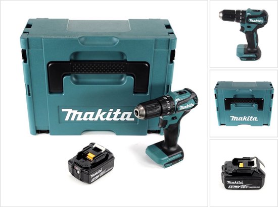 Makita DHP 483 T1J accu-klopboormachine 18 V 40 Nm + 1x accu 5,0 Ah + Makpac - zonder oplader