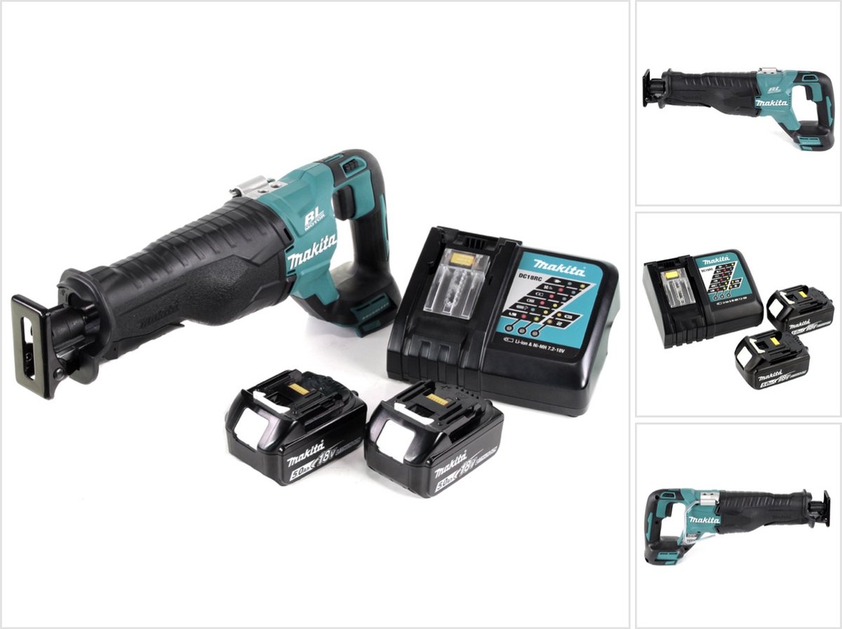 Makita DJR 187 RT accu reciprozaag 18 V borstelloze reciprozaag + 2x 5,0 Ah accu + oplader