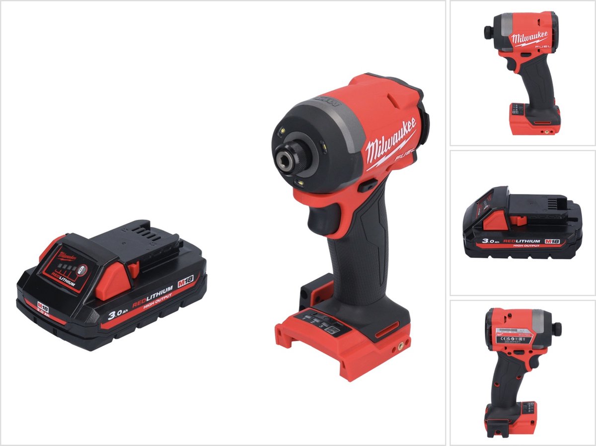 Milwaukee M18 FID3-301 accu-slagmoersleutel 18 V 1/4" 226 Nm borstelloos + 1x accu 3,0 Ah - zonder oplader