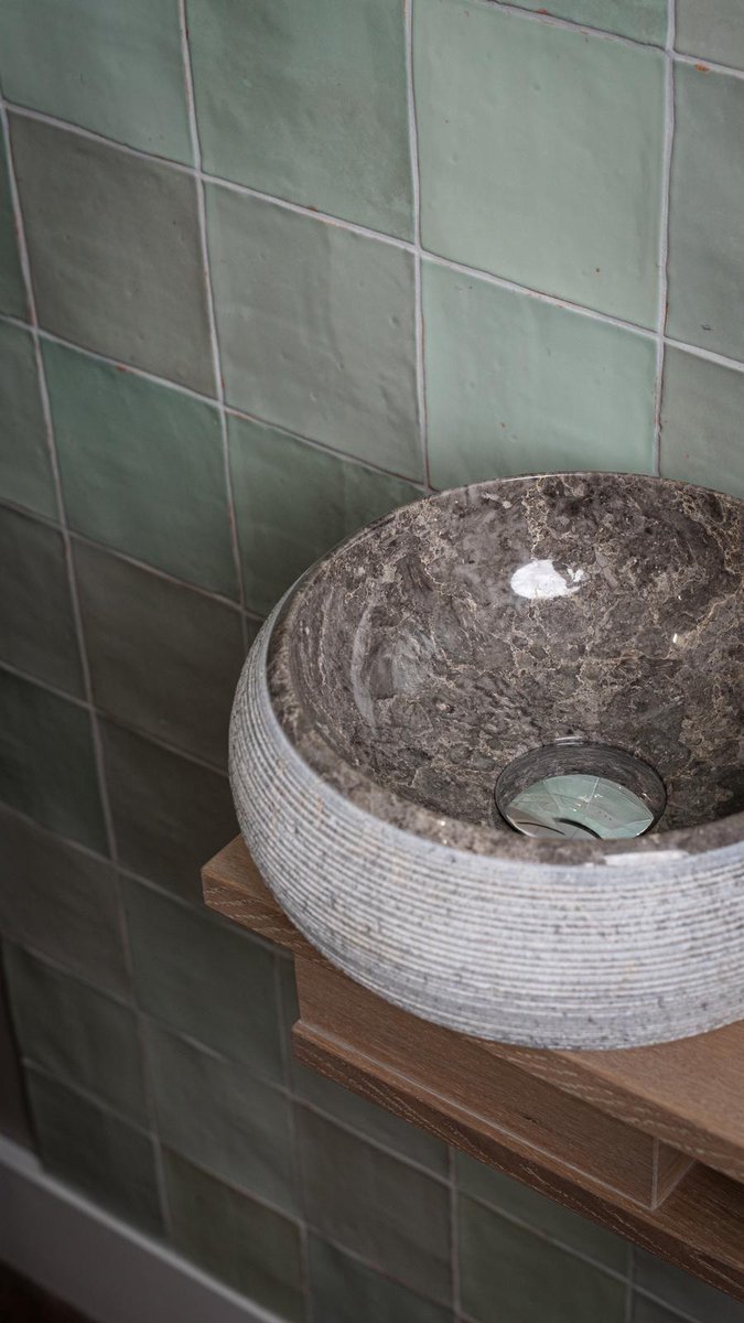 Rocky-S Mini Waskom - Natuursteen - Rond - Toilet Wastafel - Marmer Wasbak - Marmer Waskom - Bali Waskom - 25x12cm - Hoogwaardige Kwaliteit - Handgemaakt - Duurzaam - Kleur: Grijs/Taupe