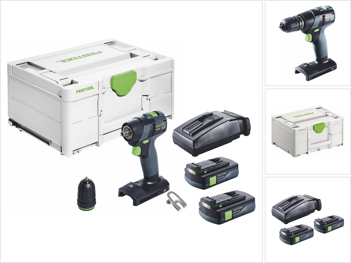 Festool TXS 18-Basic accuboormachine 18 V 40 Nm borstelloos + 2x accu 3,0 Ah + oplader + Systainer