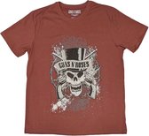 Guns N' Roses - Faded Skull Heren T-shirt - XL - Rood