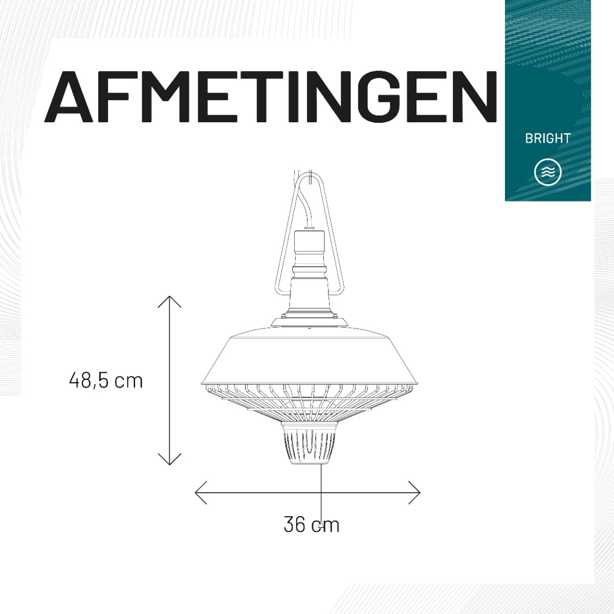 Sunred Indus Bright 2100 W - Hanging Patio Heater - Black