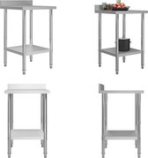 vidaXL Keukenwerktafel met spatscherm 60x60x93 cm roestvrij staal - Werktafel - Werktafels - Keukenwerktafel - Keukenwerktafels