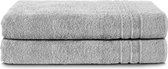 Komfortec Set van 2 Handdoeken 70x200 cm, 100% Katoen, XXL Saunahanddoeken, Saunahanddoek Zacht, Grote Badstof, Sneldrogend, Zilvergrijs