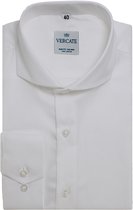 Vercate - Strijkvrij Overhemd - Wit - Slim Fit - Twill Geweven Katoen - Lange Mouw - Heren - Maat 43/XL