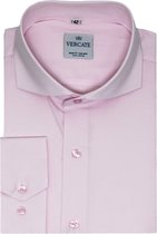 Vercate - Strijkvrij Overhemd - Roze - Slim Fit - Poplin - Lange Mouw - Heren - Maat 37/S