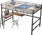 Merax Metalen Hoogslaper met Hoek Bureau - Bed 90x200 - Zwart