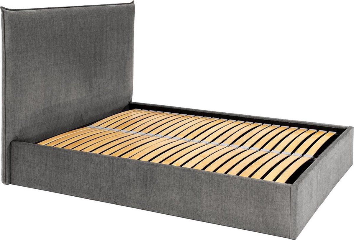 PASCAL MORABITO Bed met opbergruimte 160 x 200 cm - Velours - Grijs - SORYO - van Pascal Morabito L 180 cm x H 125 cm x D 214 cm