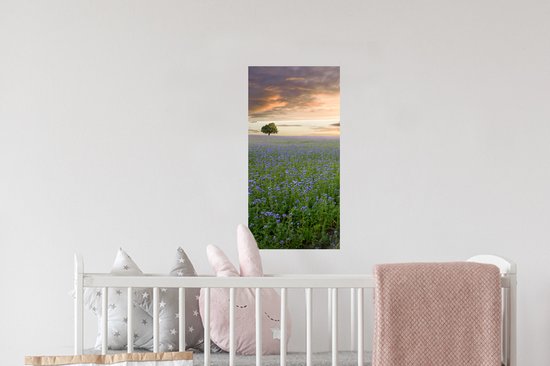 Stickers muraux - Coucher de soleil - Fleurs - Couleurs - 20x40 cm - Film adhésif