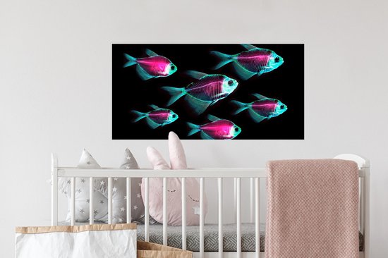 Stickers muraux - Film autocollant - Poisson - Violet - Blauw - 80x40 cm - Film adhésif - Stickers muraux Chambre d'enfant - Papier peint autocollant