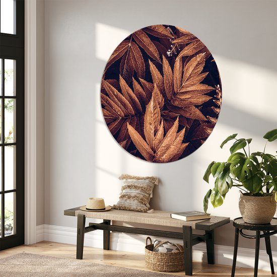 Label2X - Muurcirkel brown plant - Ø 12 cm - Forex - Multicolor - Wandcirkel - Rond Schilderij - Muurdecoratie Cirkel - Wandecoratie rond - Decoratie voor woonkamer of slaapkamer