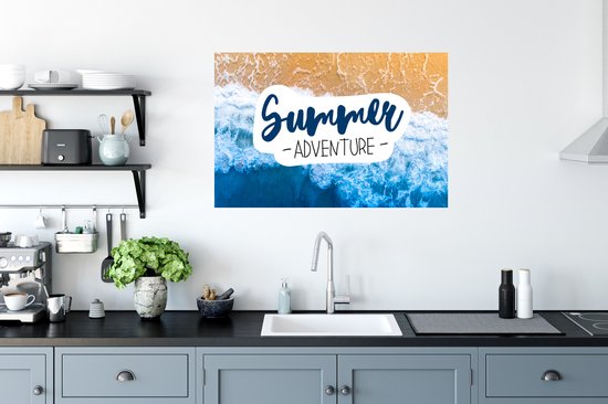 Muurstickers - Sticker Folie - Strand - Zee - Quote - Zomer - 90x60 cm - Plakfolie - Muurstickers Kinderkamer - Zelfklevend Behang - Zelfklevend behangpapier - Stickerfolie