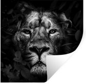 Muurstickers - Sticker Folie - Planten - Leeuw - Jungle - Zwart - Wit - 100x100 cm - Plakfolie - Muurstickers Kinderkamer - Zelfklevend Behang XXL - Zelfklevend behangpapier - Stickerfolie