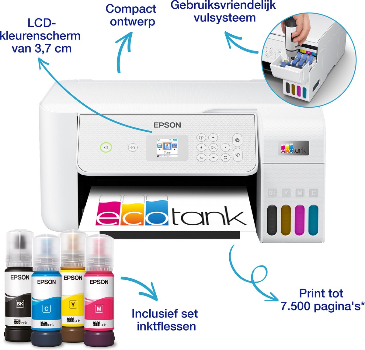 Epson EcoTank ET-2876 - All-in-One Inkttank Printer - Inclusief tot 3 jaar inkt - Wit — afbeelding 4