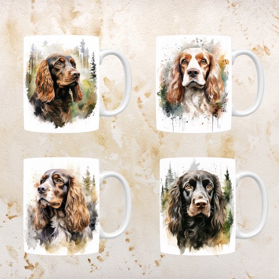 Lot de 4 tasses Cocker Spaniel anglais