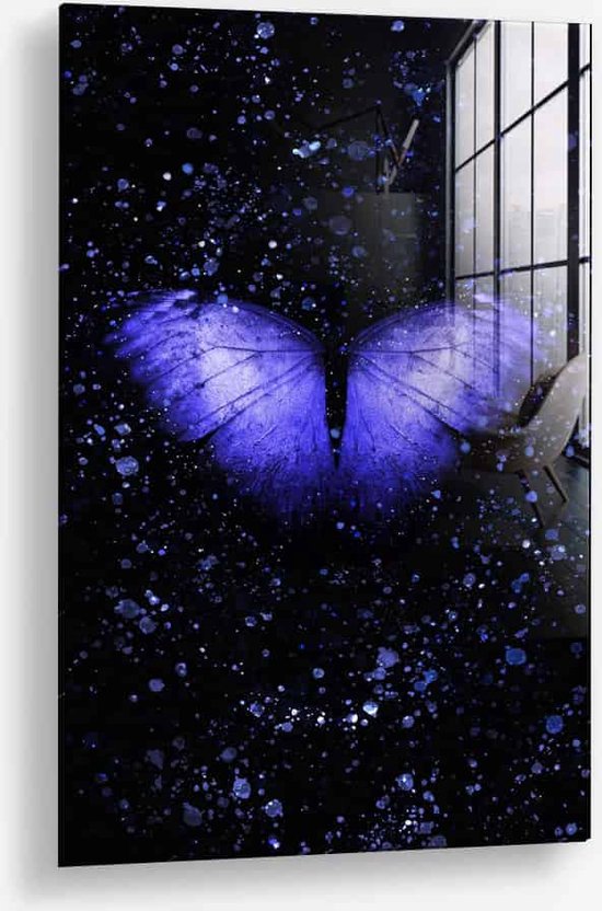 Wallfield™ - Butterfly Art II | Glasschilderij | Muurdecoratie / Wanddecoratie | Gehard glas | 40 x 60 cm | Canvas Alternatief | Woonkamer / Slaapkamer Schilderij | Kleurrijk | Modern / Industrieel | Magnetisch Ophangsysteem