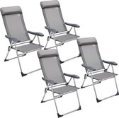 D&B - Chaise de camping - Set de 4 - Pliable - Chaises de camping - Réglable - Grijs - Léger