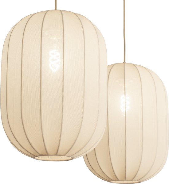 Lampe à suspension Lumidora 74884 - 2 lumières - E27 - Beige - Métal