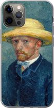 Geschikt voor iPhone 12 Pro hoesje - Zelfportret met hoed - Vincent van Gogh - Siliconen Telefoonhoesje