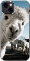 Geschikt voor iPhone 13 mini hoesje - Alpaca - Wit - Dier - Siliconen Telefoonhoesje