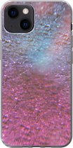 Geschikt voor iPhone 13 hoesje - Roze - Glitter - Abstract - Design - Blauw - Siliconen Telefoonhoesje