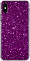iPhone Xs hoesje - Paarse en roze glitterstructuur - Siliconen Telefoonhoesje