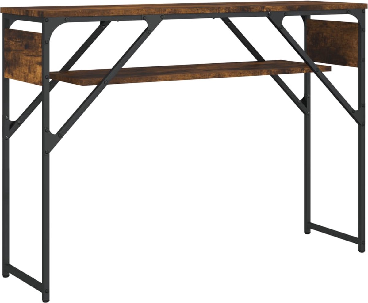 vidaXL Wandtafel - met - schap - 105x30x75 - cm - bewerkt - hout - gerookt - eiken