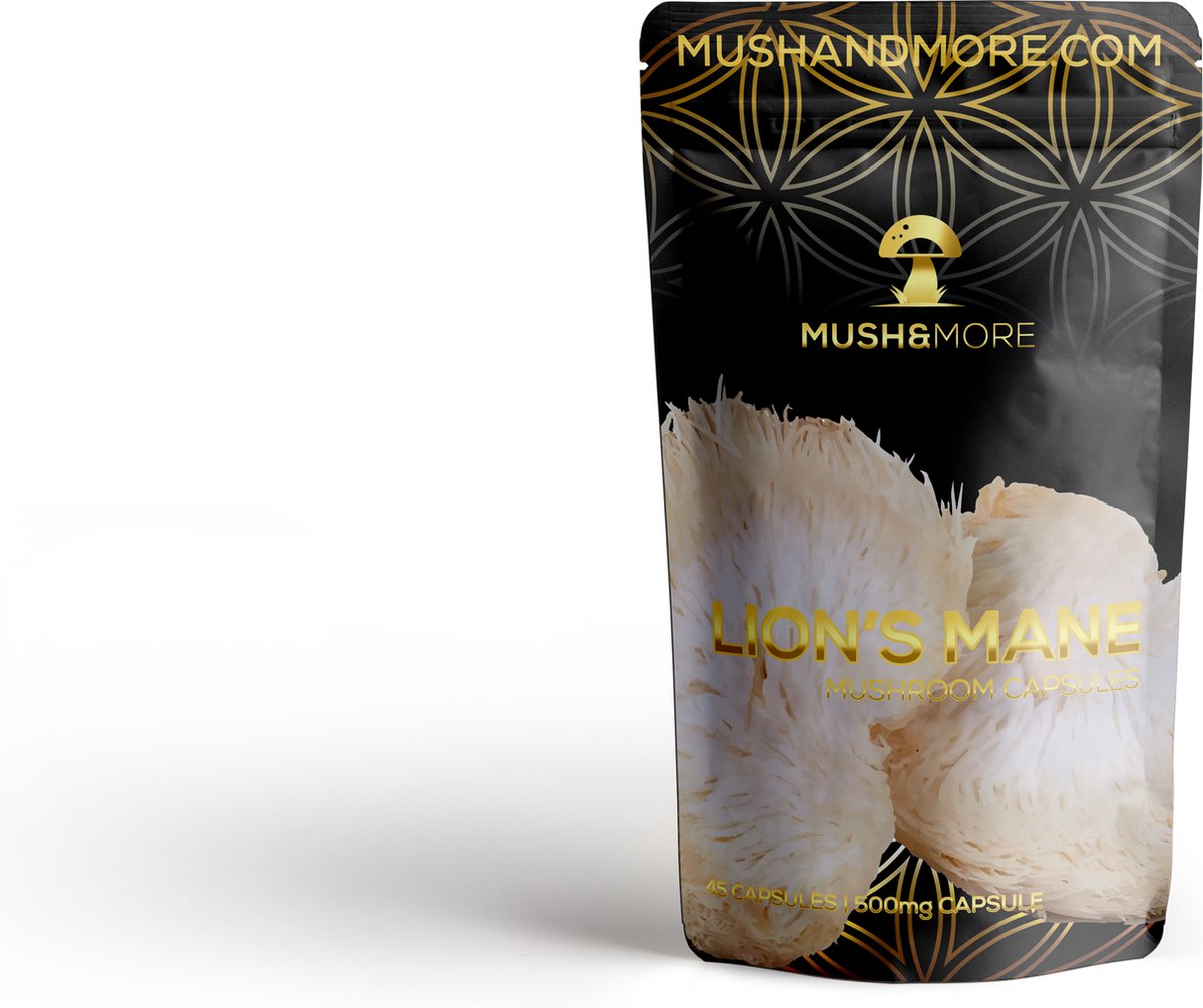 Goedkoopste Lion's Mane | Supplement | Hericium Erinaceus | 45 Capsules | Biologische Paddenstoelen | Lions MAne Capsules | Mushroom | Pruikzwam | Geheugen Boost | Mush and More | Natuurlijk Supplement | Bio | Vegan | Organisch