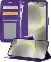 Hoesje Geschikt voor Samsung S24 Hoesje Book Case Hoes Wallet Cover - Hoes Geschikt voor Samsung Galaxy S24 Hoesje Bookcase Hoes - Paars