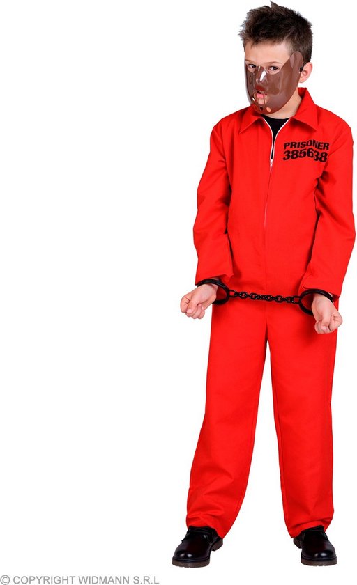 Widmann - Boef Kostuum - Levenslange Gevangene County Jail Kind Kostuum - Oranje - Maat 164 - Carnavalskleding - Verkleedkleding