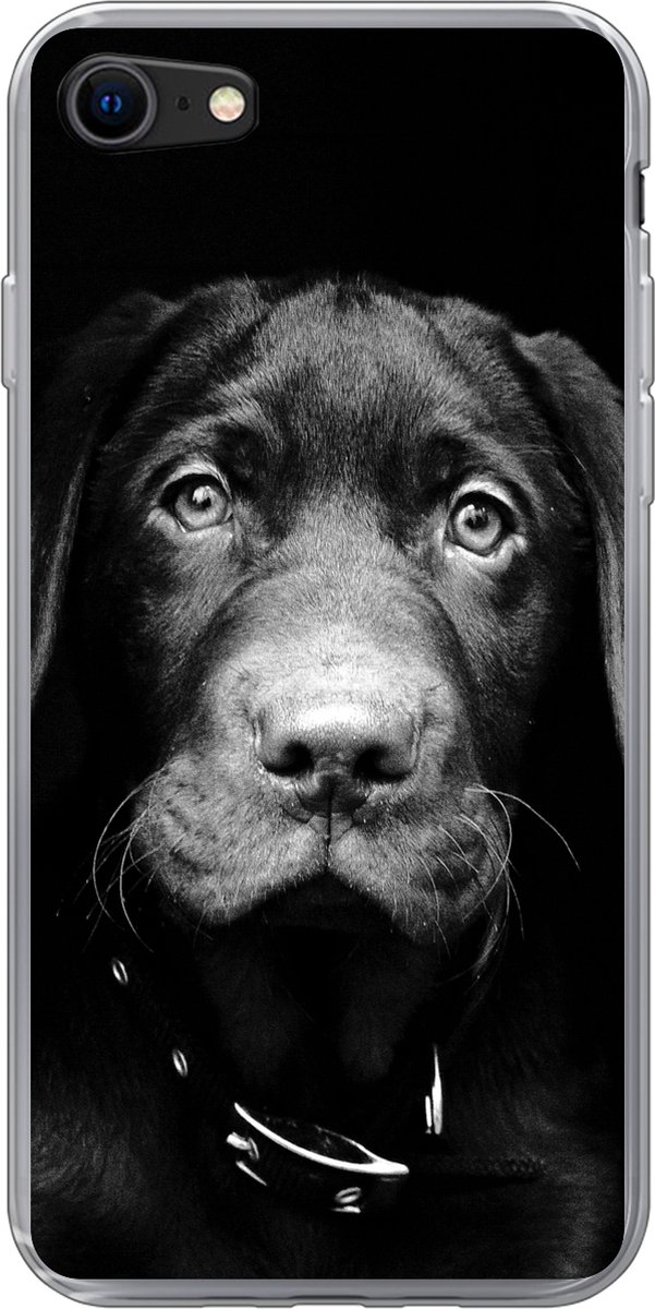 Telefoonhoesje Geschikt voor iPhone 8 hoesje - Hond - Licht - Zwart - Siliconen Telefoonhoesje Telefoonhoesje