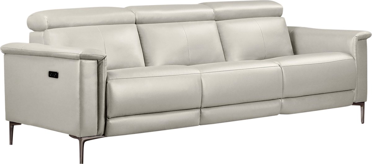 Notio Living Lund-3Zitsbank - 2 Elec. Relax - Crème PU Wit