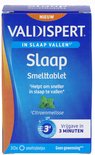 Doosje Valdispert Slaap Smelttablet. Met afbeelding van citroenmelisse. Helpt sneller in slaap vallen. Vrijgave in 3 minuten.