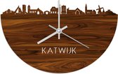 Skyline Klok Katwijk Palissander hout - Ø 40 cm - Stil uurwerk - Wanddecoratie - Meer steden beschikbaar - Woonkamer idee - Woondecoratie - City Art - Steden kunst - Cadeau voor hem - Cadeau voor haar - Jubileum - Trouwerij - Housewarming -