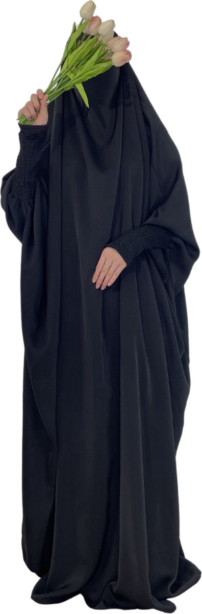 Nivard Gebedskleding Dames - Abaya - Islamitische Kleding - Khimar - Jilbab - Vrouw - Alhamdulillah - Zwart