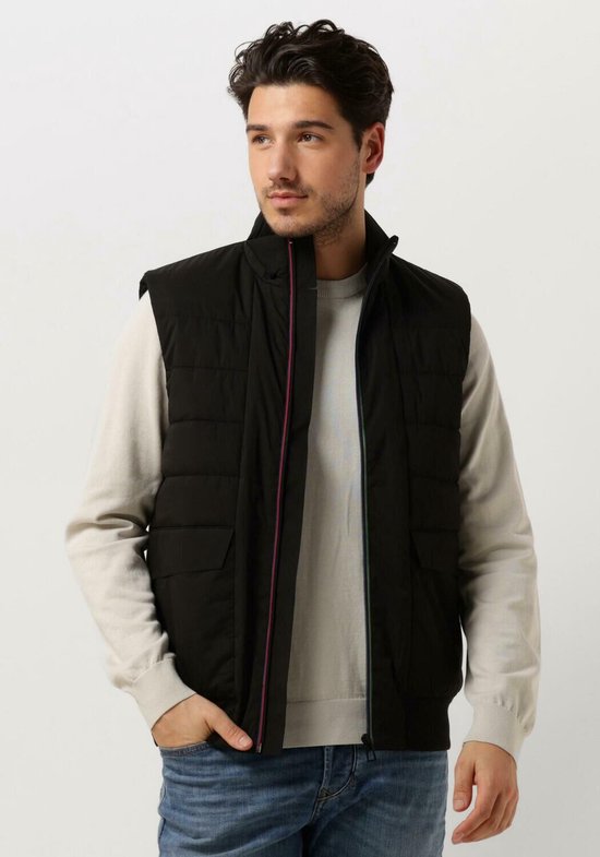 Paul Smith Mens Rec Wadding Mixed Media Gilet Jassen Heren - Zomerjas - Zwart