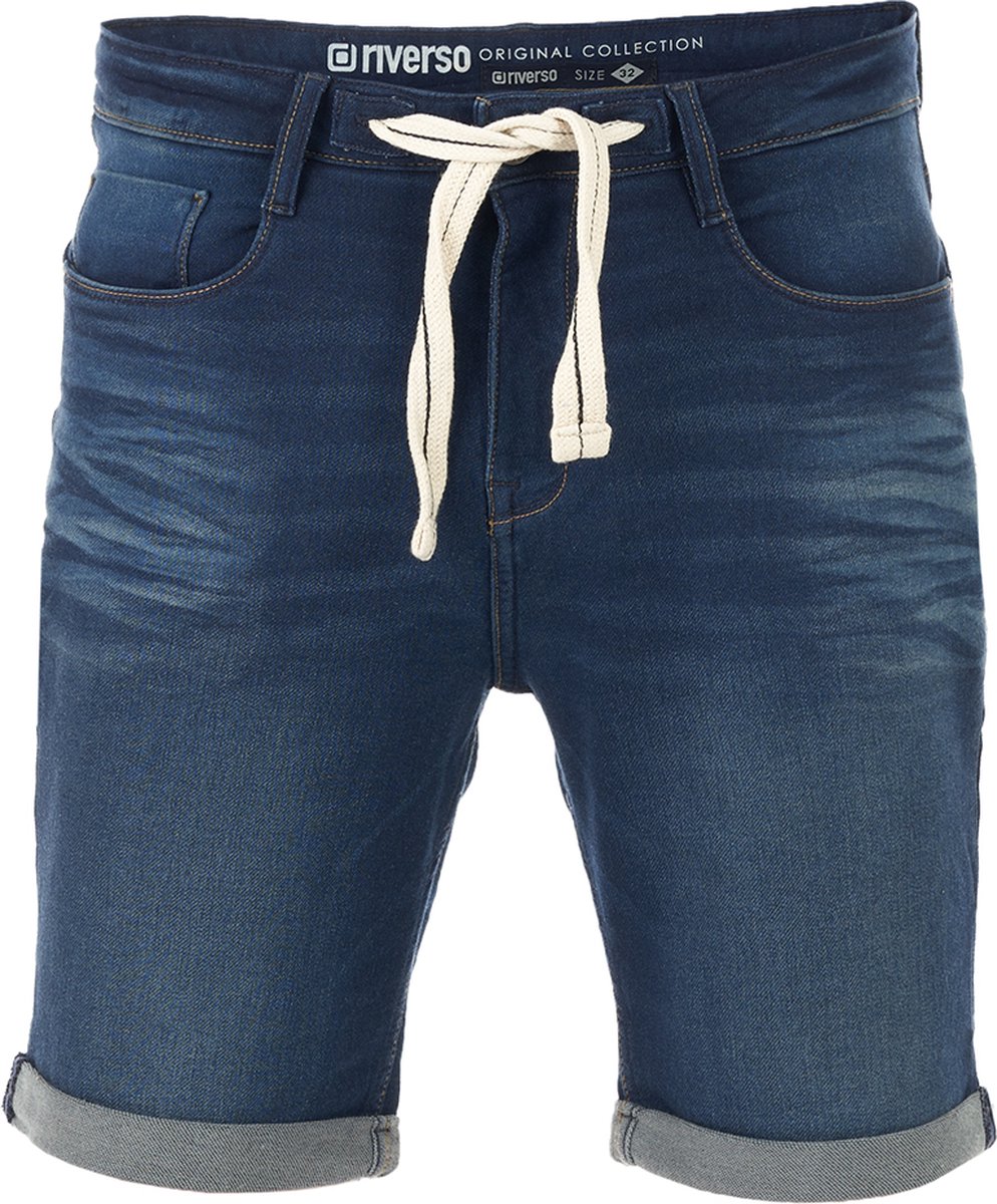 riverso Heren Short Broeken RIVPaul regular/straight Fit Blauw W 38 Volwassenen Stretch Jeans Korte Broek