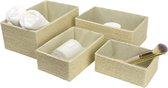 Opbergmanden set van 4 - Rieten manden Papiercontainers voor opslag Make-up dozen voor kast Badkamer Slaapkamer Woonkamer Beige