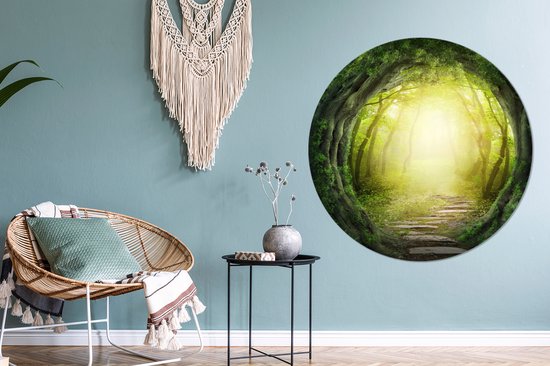 Papier peint Cercle - Arbres - Forêt - Mousse - ⌀ 120 cm XXL