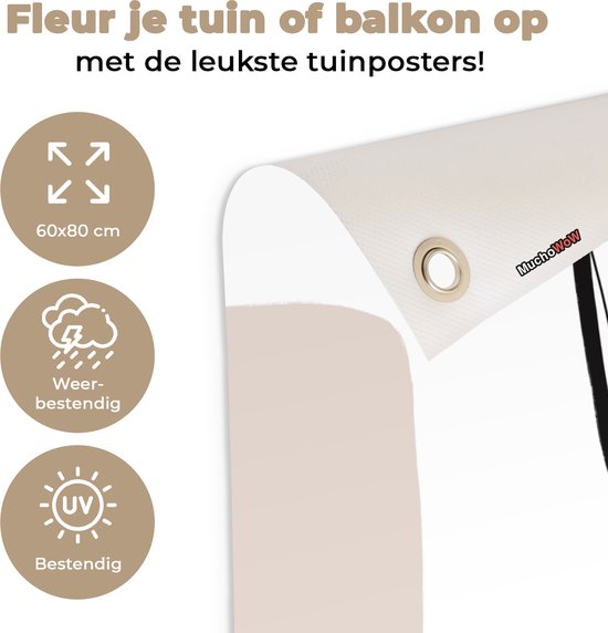 Tuinposter 60x80 cm - Tuindecoratie Abstract - Pastel - Minimalisme - Poster voor in de tuin - Buiten decoratie - Schutting tuinschilderij - Tuindoek muurdecoratie - Wanddecoratie balkondoek