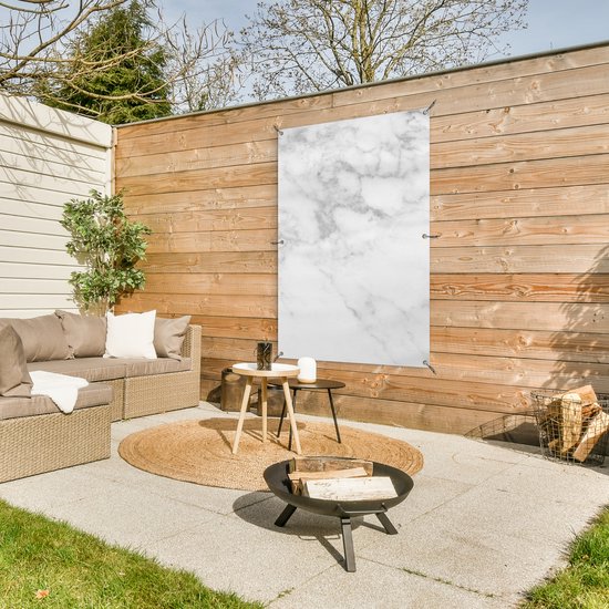Affiche jardin - Toile jardin - Posters de jardin extérieur - Marbre - Wit - Grijs - Luxe - Aspect marbre - Pierre - 80x120 cm - Jardin.