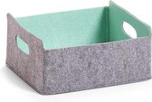 Zeller - Storage Basket "Two-tone", felt, grey/aqua