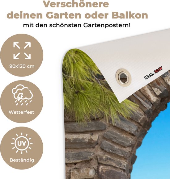 Affiche de jardin - Vue - Lavande - Arbre - Fleurs - Paysage - 90x120 cm - Décoration de clôture - Toile de jardin